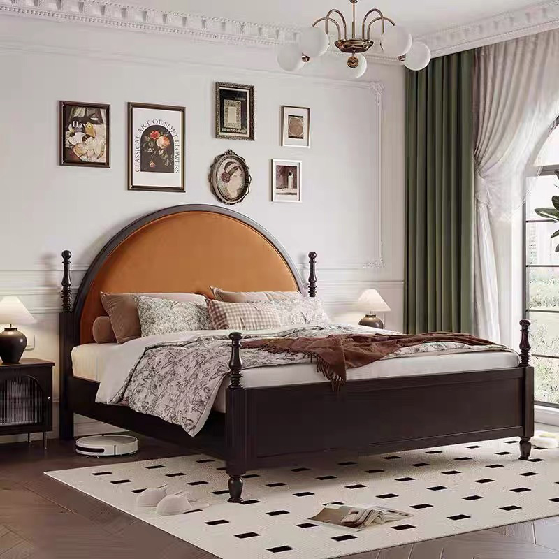 巴黎床#黑色+黄色软包